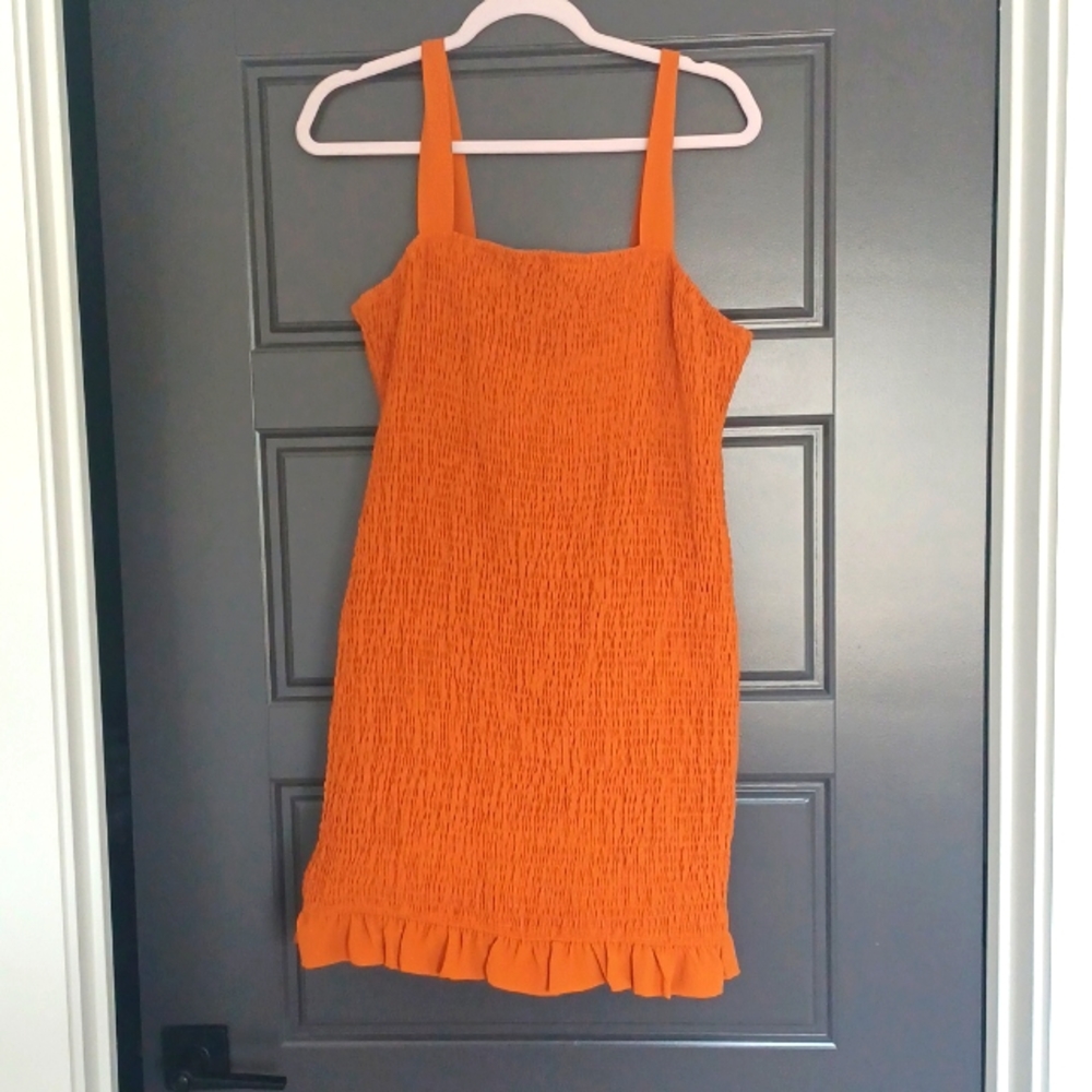 Orange smocked dress